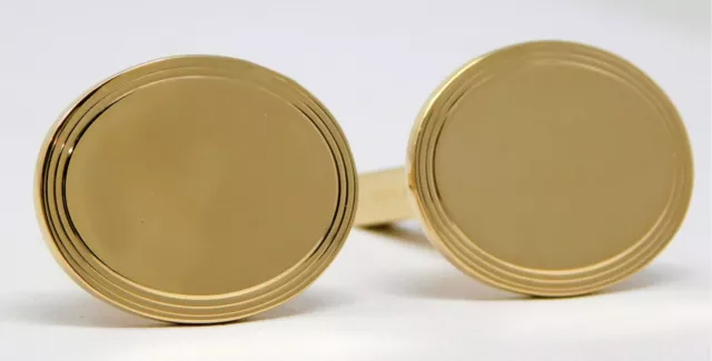 13 - 14 kt Yellow Gold Pair of TIFFANY & CO. Oval Cufflinks Cuff Links B4298