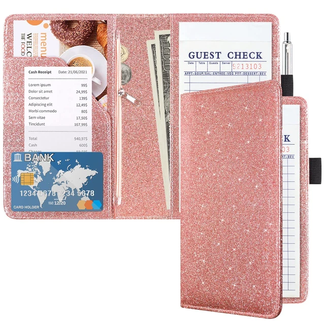 Server Books for Waitress with Zipper Pocket, Guest Book Note Pad, Cute Pocket L