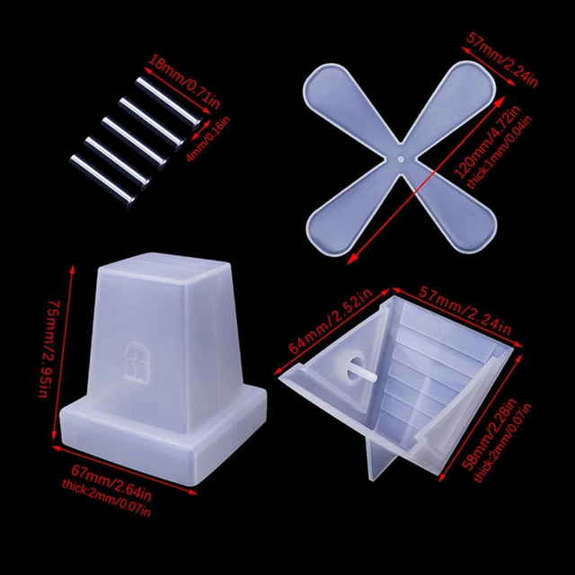 Moule En Silicone Pour Bougeoir Résine époxy En Forme De Moulin à Vent - Design Creux, Facile à Démouler - 13