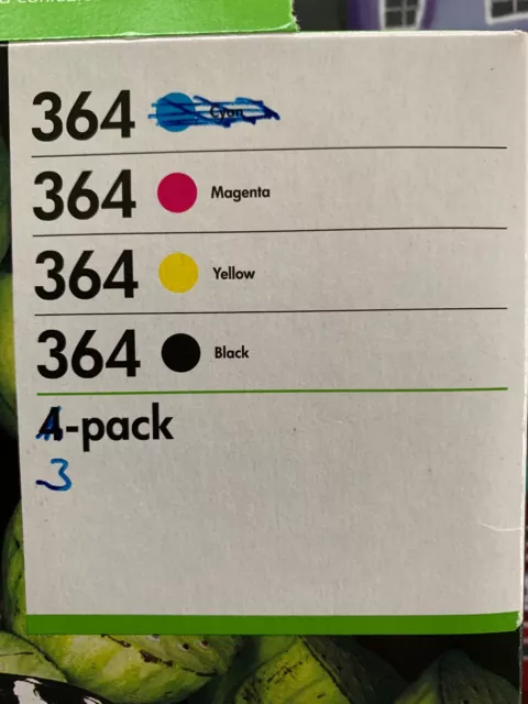HP 364 Original Ink Cartridges - Black Magenta Yellow - Pack of 3 out of date