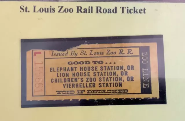 Vintage Ticket Stub St. Louis Zoo Railroad Train Missouri