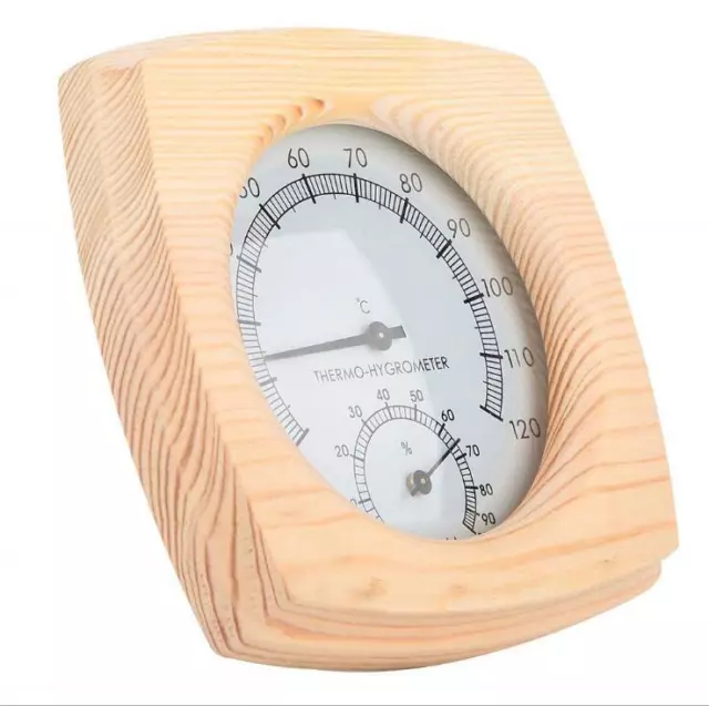 Termómetro de sauna de madera termohigrómetro accesorios de sauna 120 ° C para carcasa de sauna 3