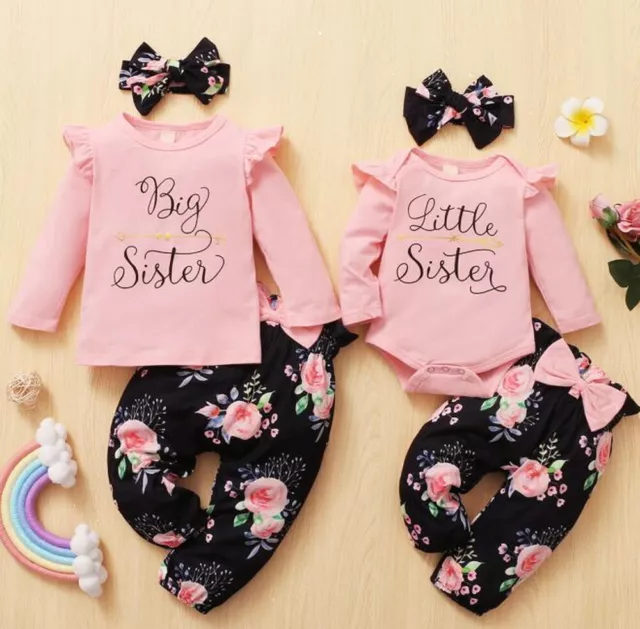 Toddler Baby Girls Matching Clothes Big/Little Sister Tops Romper Pants Outfits