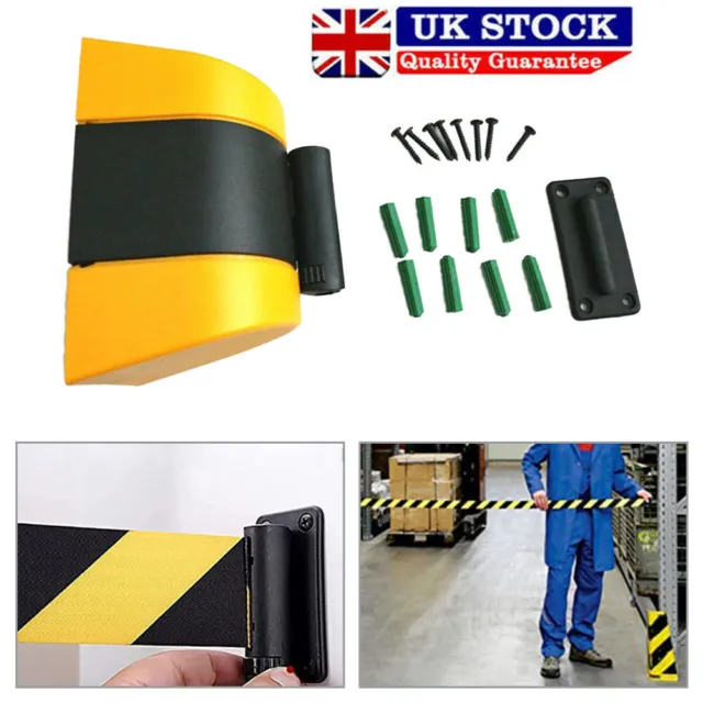 Barrier Tape Hazard Safety Warning Yellow Black Retractable Isolation Belt 10m