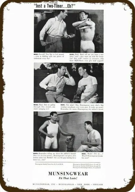 1941 MUNSINGWEAR Mens Underwear Vintage Look DECORATIVE METAL SIGN - MIKE & DICK