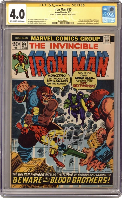 Iron Man #55 CGC 4.0 SS Robert Downey Jr. 1973 3979916003 1st app. Thanos