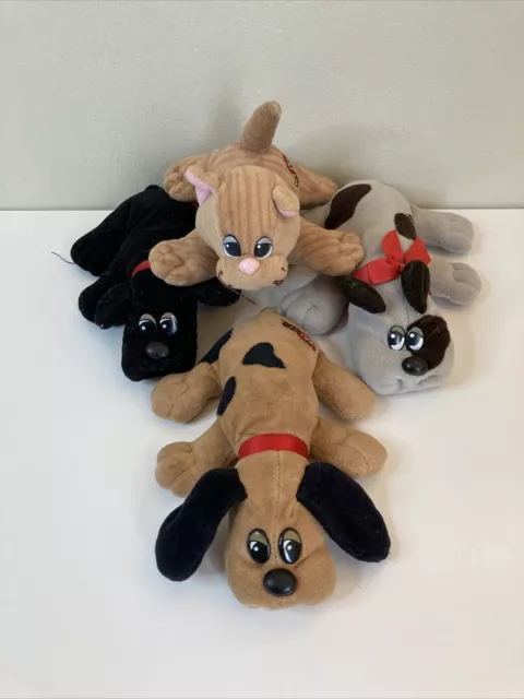 Vintage 1980s Lot of 4 Tonka Pound Puppies & Purries Dogs & Cats Stuffed Plush