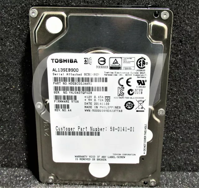 Disco duro SAS AL13SEB900 Toshiba HDEBC00JAA51 900 GB 10 K RPM 6 Gb/s 2,5