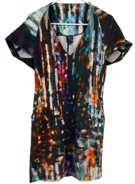 McQ by Alexander McQueen Blurry Lights Printed Jersey Sleeveless Dress Size M