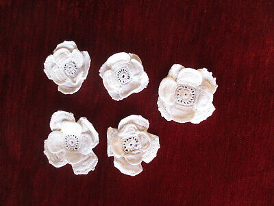 5 motifs fleurs dentelle d'Irlande faite main crochet anciens 1900 diamètre 5 cm