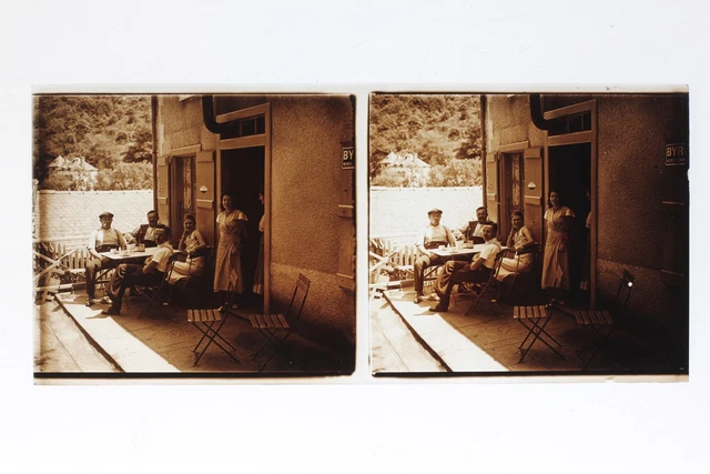 France House in a Village Photo Stereo T2L3n Glass Plate Vintage