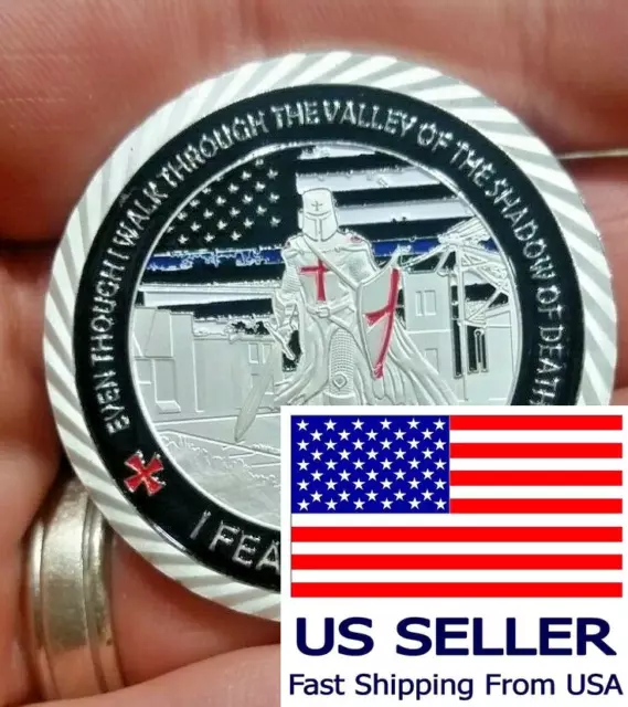 challenge coin Blue lives matter matter Thin blue line Police Templar Deus Vult