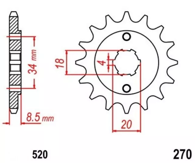 Pignon 13Z pas 520 pour HONDA CA 125 Rebel CB 250 CM CMX 250