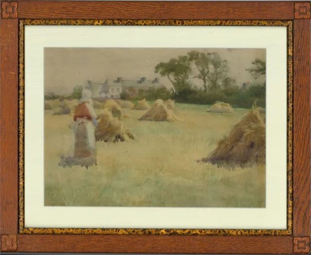 Early 20th Century Watercolour - In The Hay Field