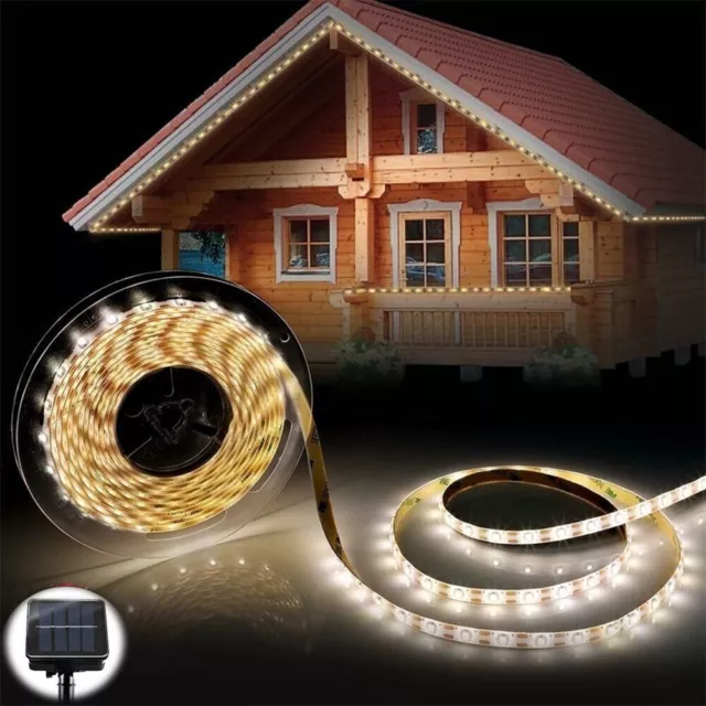 Solar LED Stripe Streifen Wasserdicht Lichtband Band Lichterkete Garten Außen 5m