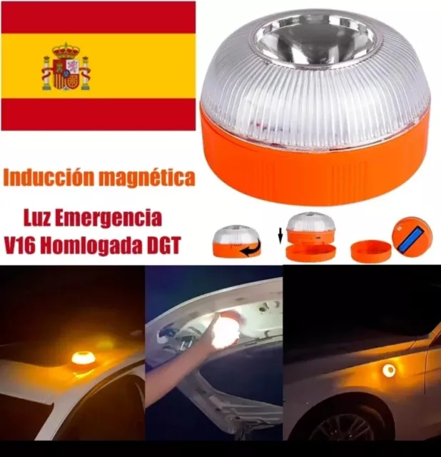 Luz emergencia coche RECARGABLE USB mechero V16 . Envío Gratis