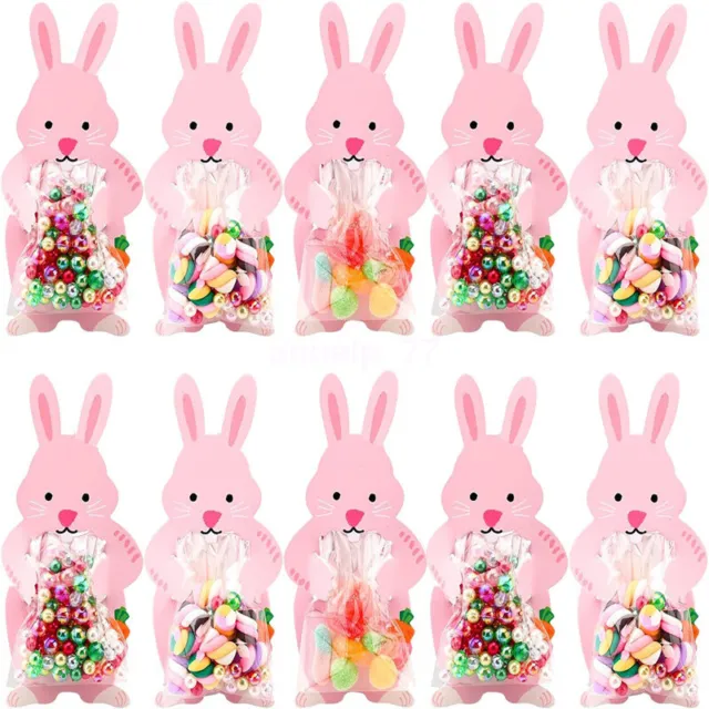 20Pcs Cute Bunny Candy Biscuit Packaging Bag /Party Bags/Easter Hunt/Pink