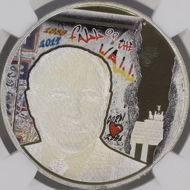 PALAU. 2014, 5 Dollars, Silver - NGC PF70 - Top Pop 🥇 Berlin Wall RARE