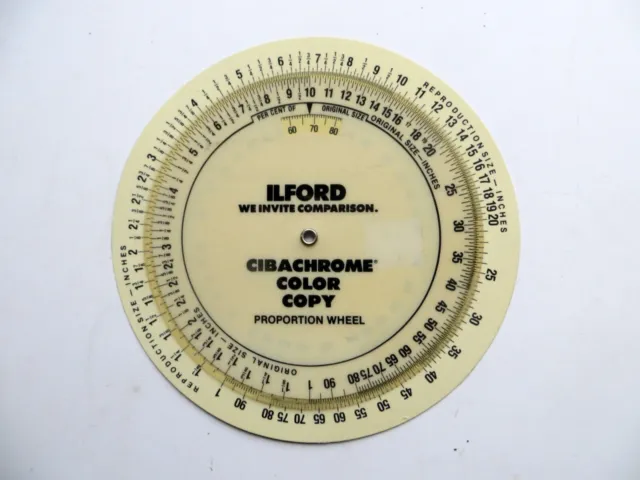 Ilford Cibachrome Colour Copy Proportion Wheel