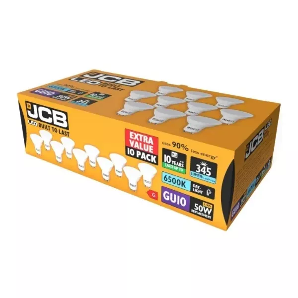 JCB LED GU10 5W 350lm 3000K (Warm White, Pack of 10