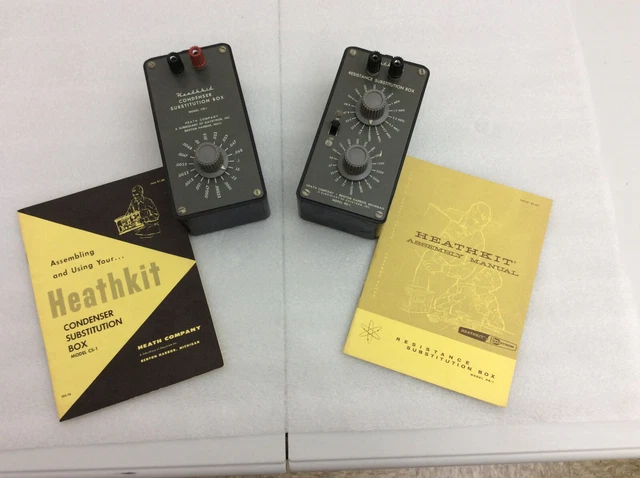 Set Vintage Heathkit Models RS-1 & CS-1 Substitution Boxes with Manuals & calib.