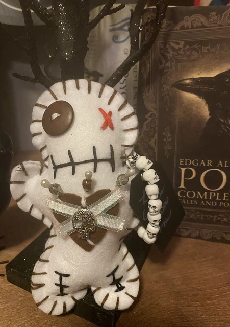 Lil Creeps Voodoo Doll & Skull Bracelet & Skull Pins 7 In Haunted Horror Poppet