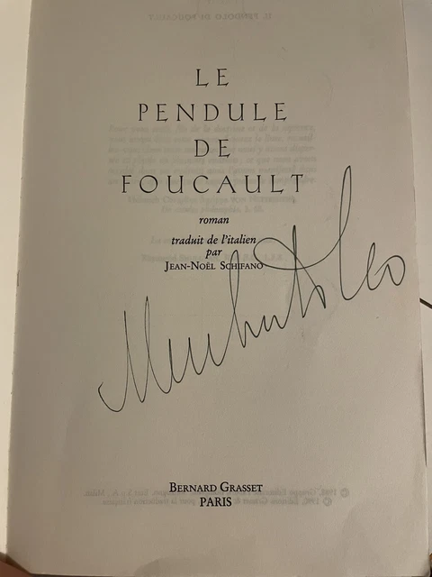 LE PENDULE DE Foucault 1ère Édition Signée Umberto Eco EUR 150,00