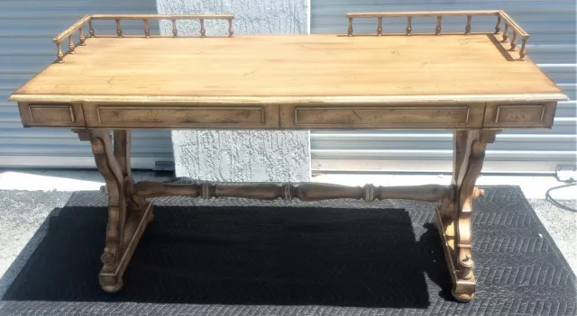 Vintage Farmhouse 2 Drawer Desk With Top Rail