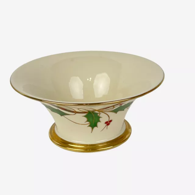 Lenox Holiday Nouveau Bon Bon Bowl Holly Berries Vintage Porcelain Dish 3" Tall