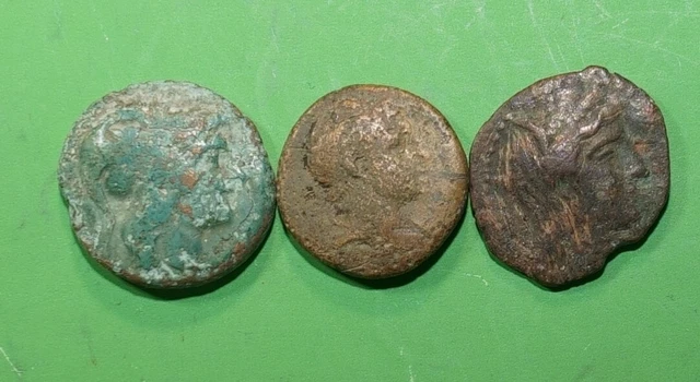 Taters Relics  Group Lot of 3 Greek Bronze ae Coins     ab531