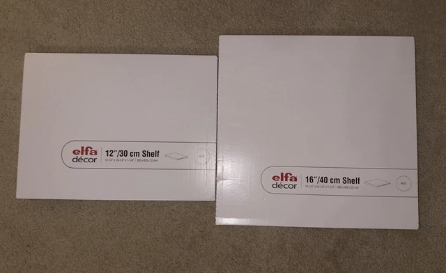 Elfa Décor Shelves White, 2 qty 16"x18" and 12"x18"