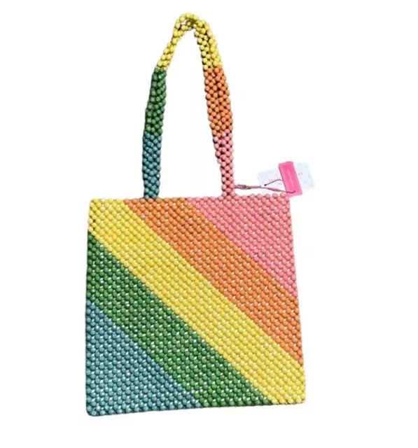 Isaac Mizrahi New York Beaded Multicolored Tote Bag