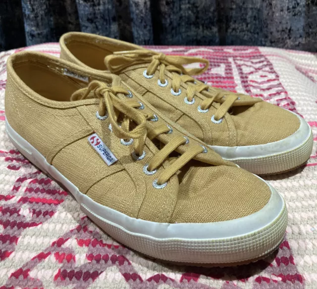 Superga Gold Tan Cotu Classic Pure Linen Unisex Sneakers Men's Sz 8 Women's 9.5