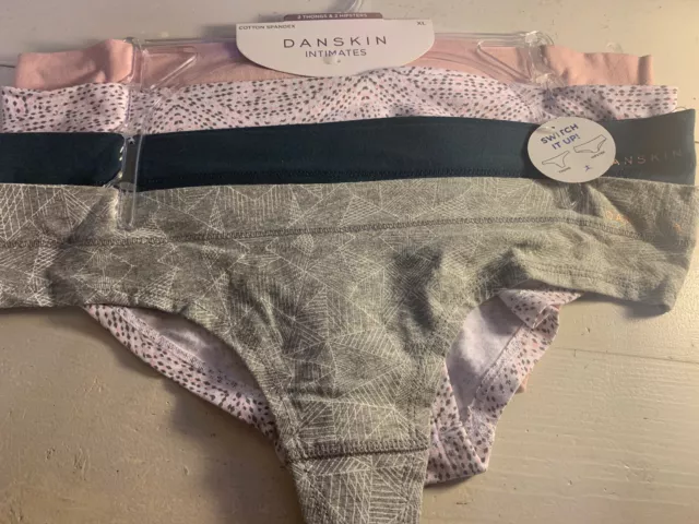 DANSKIN 4-PACK WOMEN'S Thongs and Hipsters Panties Underwear XL Gray Blue  Pink $16.99 - PicClick