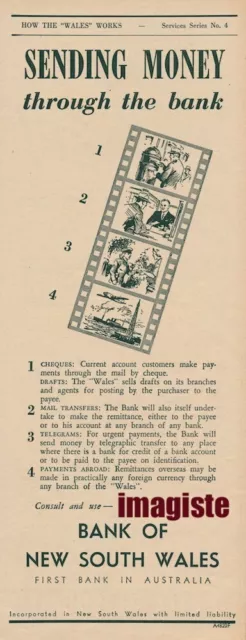 Original Vintage Australian Advertisement (1949): Bank of New South Wales