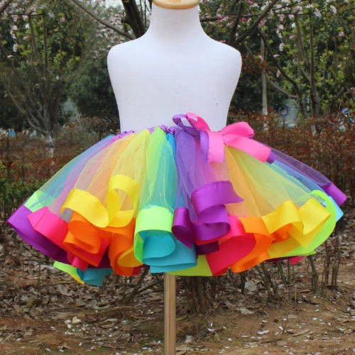 Enfants filles arc - en - ciel coloré Tutu jupe tulle Tutu mini jupe dancewe *CS
