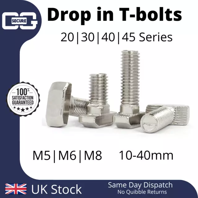 T-Bolt M5 M6 M8 Drop In Hammer Aluminium Extrusion Profile 20|30|40|45 Series