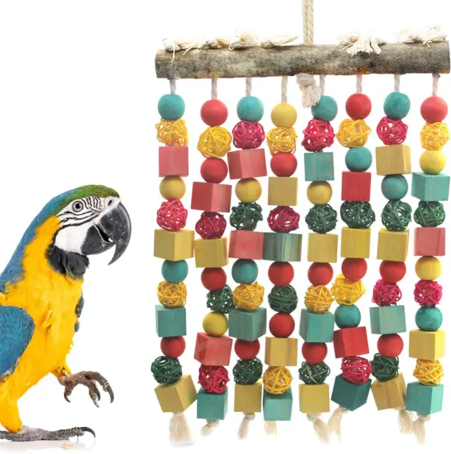 Großes Vogel-Papageienspielzeug, Vogelkauspielzeug Natürliche Holzblöcke Takraw