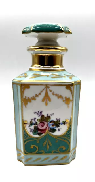 Le Tallec-France Sevres Porcelain-Peint Main Green/Gold Lidded Cologne Bottle