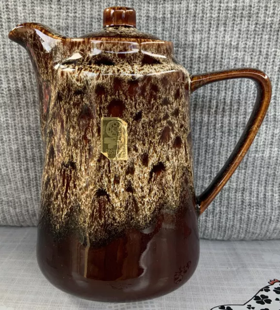 BN Vintage Fosters Pottery Cornwall Honeycomb Brown Tall Coffee/Hot Water Pot