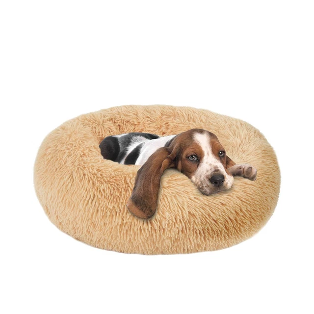 OQQ Dog Beds Calming Dog Bed, Faux Fur Fluffy Donut Cuddler Anxiety ... All Sale