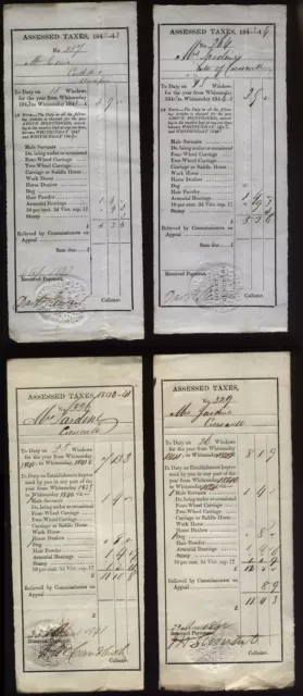 1840-44 Jardine of Cresswell, Dumfries Revenue impressed TAX DUTY receipts