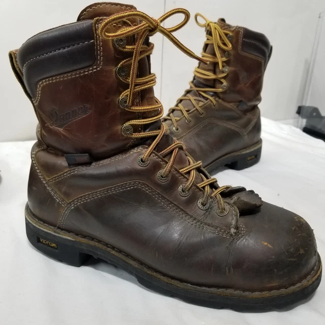 DANNER QUARRY 8” Lace Up Boots Mens Size 9.5 D 17317 Brown Work Vibram