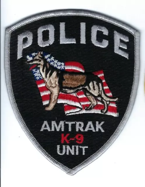 Amtrak Police K-9 K9 Canine Unit FEDERAL RAILROAD SILVER LETTERS patch - NEW!