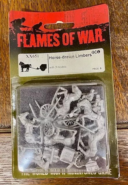 15mm Flames of War German (Pre-plastic Models) x3 Horse Drawn Limbers