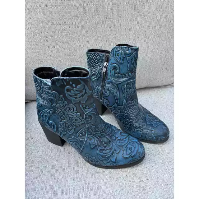 STERLING RIVER LEATHER Ankle Boots Teal Blue Color Women's | Size 9M ...