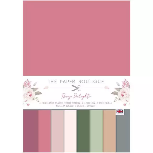 Paper Boutique Rosy Delights 24 Pc A4 Coloured Card Pack Mothers Day Card Making