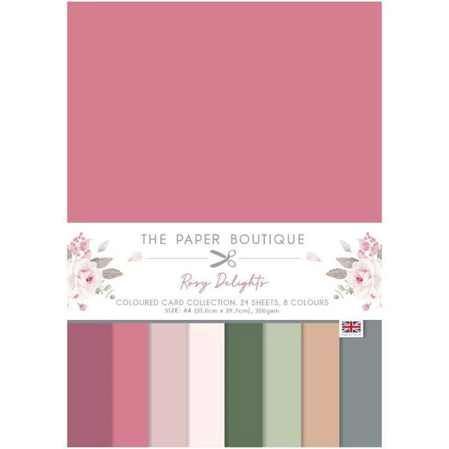 Paper Boutique Rosy Delights 24 Pc A4 Coloured Card Pack Mothers Day Card Making