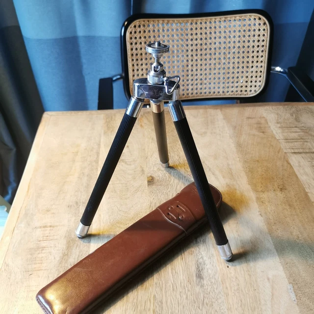 Hito Vintage Fotostativ inkl. Ledertasche Antik Fotozubehör Stativ Art 111 cm