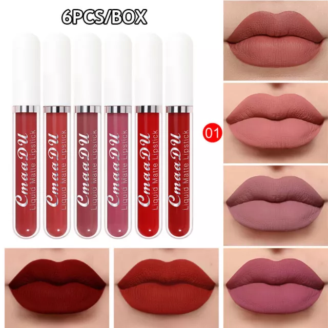 6PCS CMAADU Long-Lasting Lip Gloss Velvet Glazed Matte Beauty Liquid Lipstick